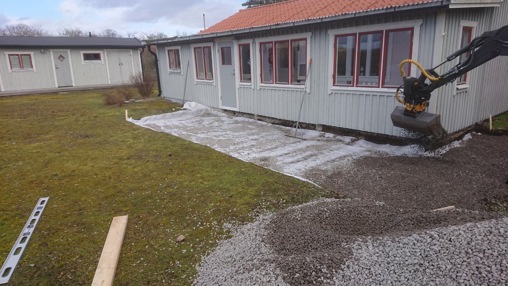 Grusad yta under arbete — Markarbeten – Stenläggningar